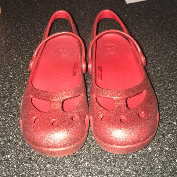 red glitter crocs